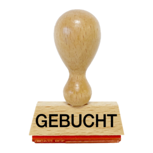 W017 Bürostempel "Gebucht", Holzstempel 40 x 10 mm
