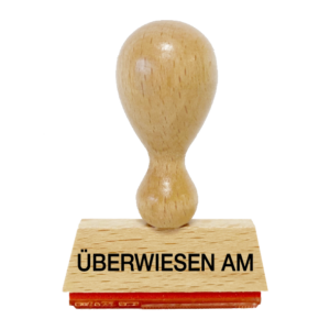 W022 Bürostempel "Überwiesen am", Holzstempel 50 x 10 mm