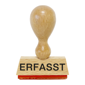 W024 Bürostempel "Erfasst", Holzstempel 40 x 10 mm