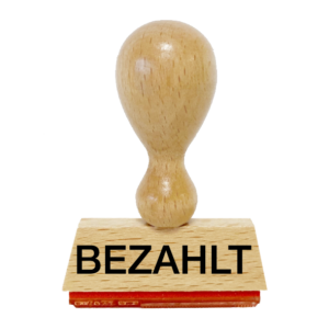 W009 Bürostempel "Bezahlt", Holzstempel 40 x 10 mm