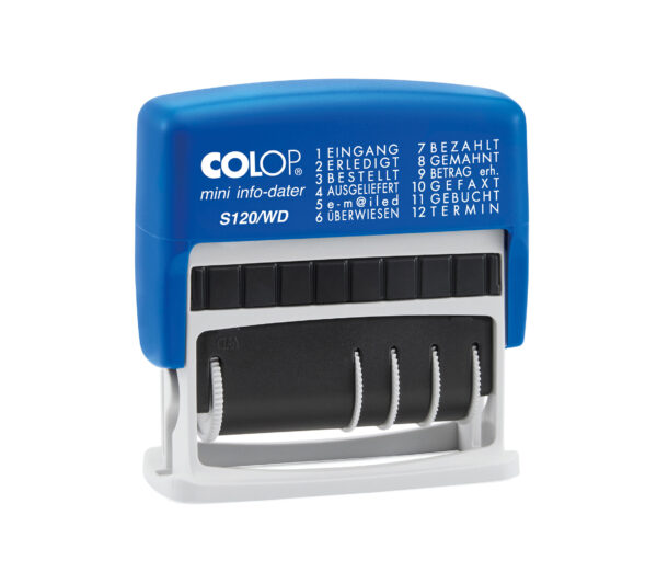 W053 Bürostempel, Colop Mini Info-Dater S 120/WD Wortbandstempel, 41 x 4 mm